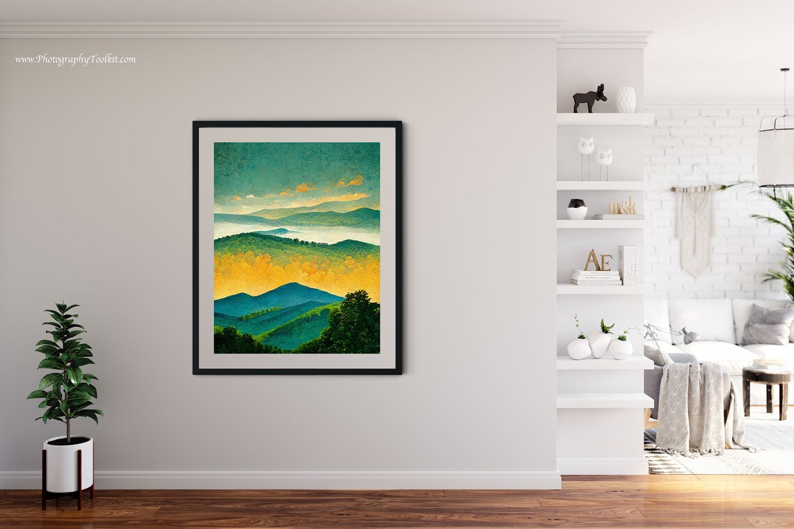 Shenandoah Valley Green Ridges Golden Light Vintage Travel Poster - Image 4