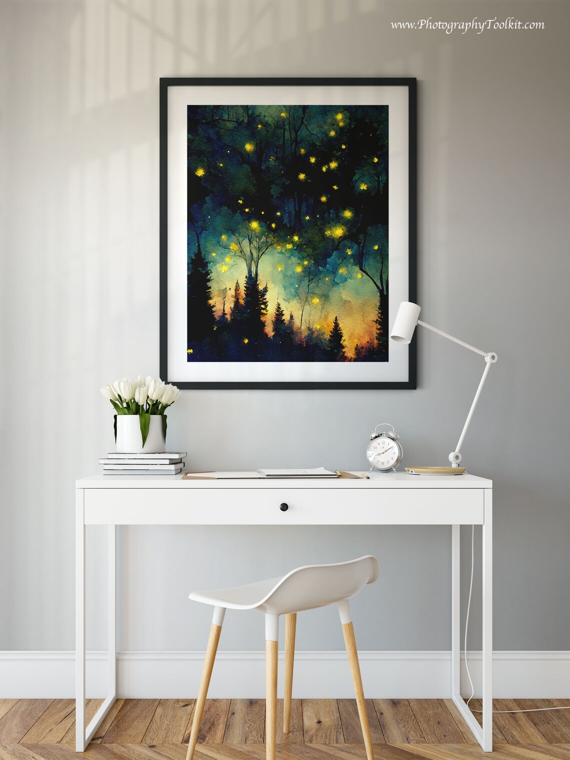 Firefly Night Sky Forest Art Print, Woodland Magic - Image 2