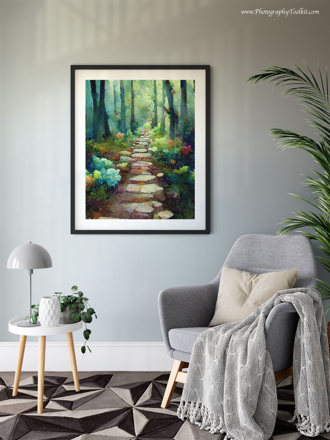 Forest Path Print Tree Wall Art Forest Print Adventure Art Print Forest Watercolor Forest Wall Art Sycamore Path Print Wilderness Art - Image 6