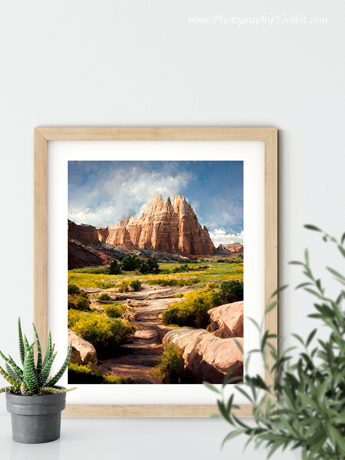 Capitol Reef Sandstone Dome Green Meadow Dry Wash Utah Desert Print - Image 5