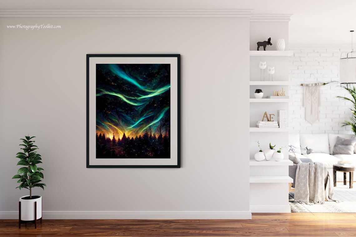 Aurora Borealis Art Print, Northern Lights Night Sky - Image 4