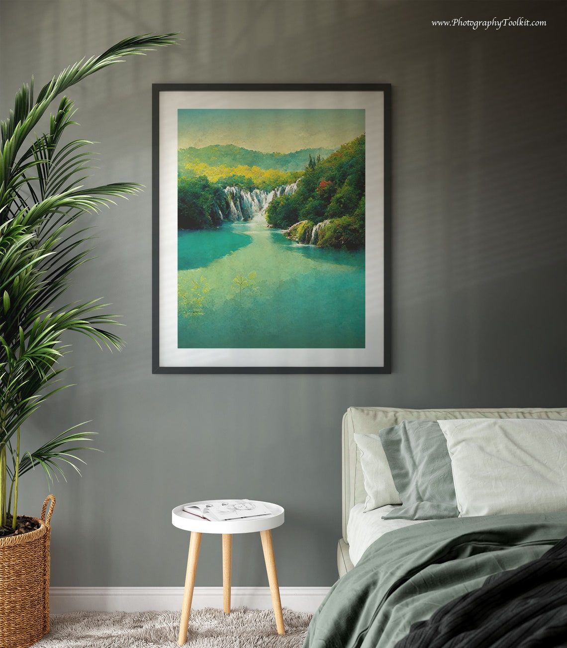 Croatia Waterfall Lake Turquoise Forest Watercolor Travel Poster - Image 3