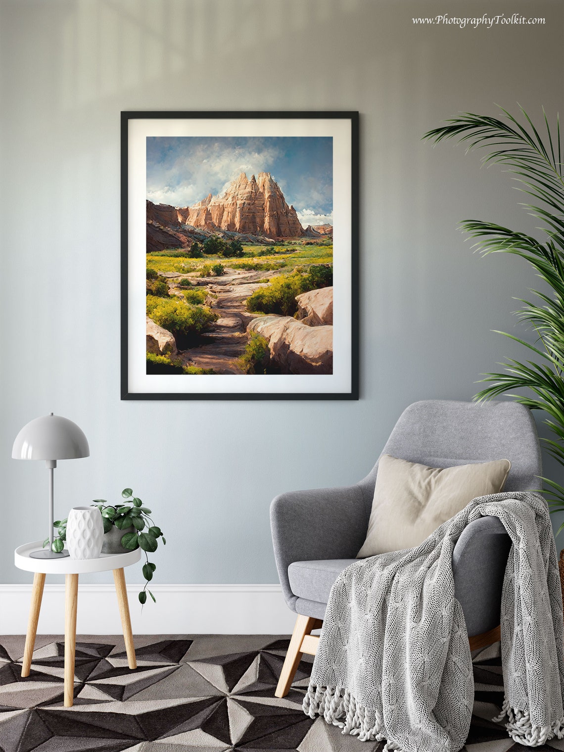 Capitol Reef Sandstone Dome Green Meadow Dry Wash Utah Desert Print - Image 6