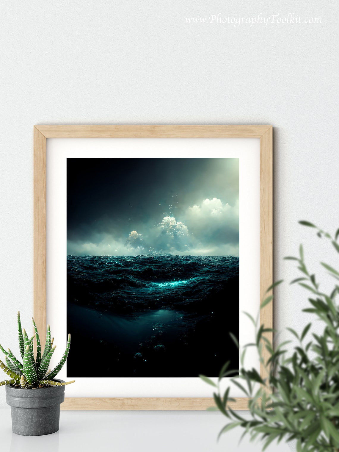 Dark Ocean Moonlit Waves Dramatic Night Seascape Scenic Poster - Image 5
