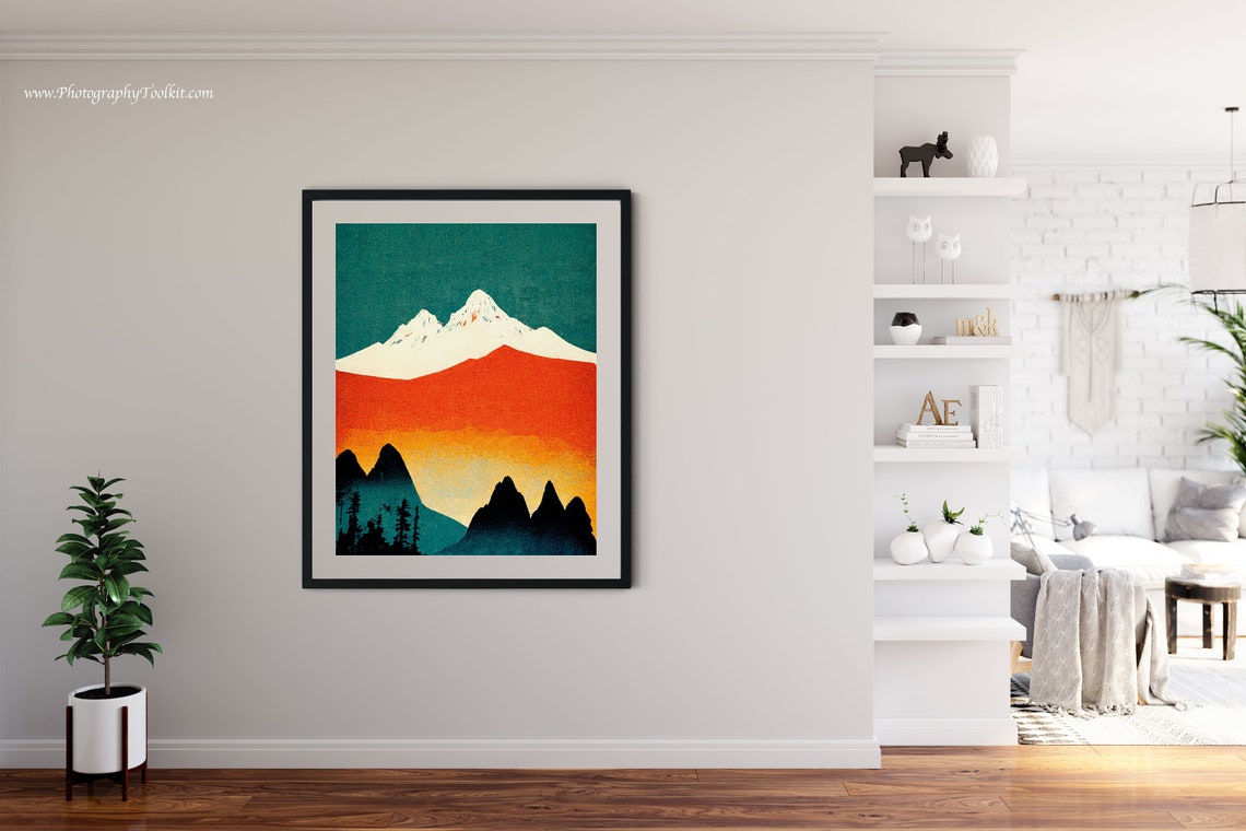 North Cascades Snow Peak Sunset Ridges Retro Minimalist Poster - Image 4