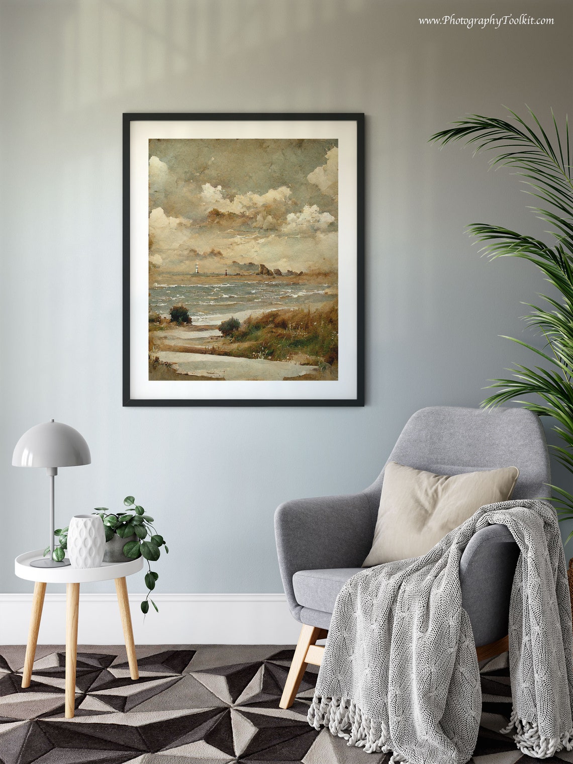 Vintage Coastline with Lighthouse and Rolling Waves Art Poster - Image 6