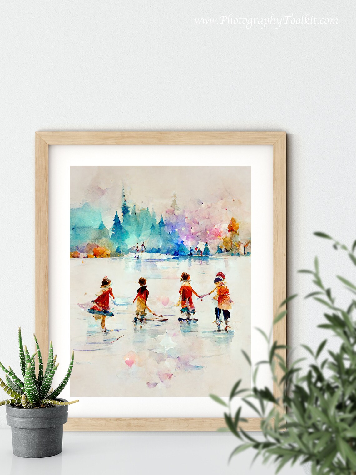 People Ice Skating Christmas Winter Wall Art Print - Image 5