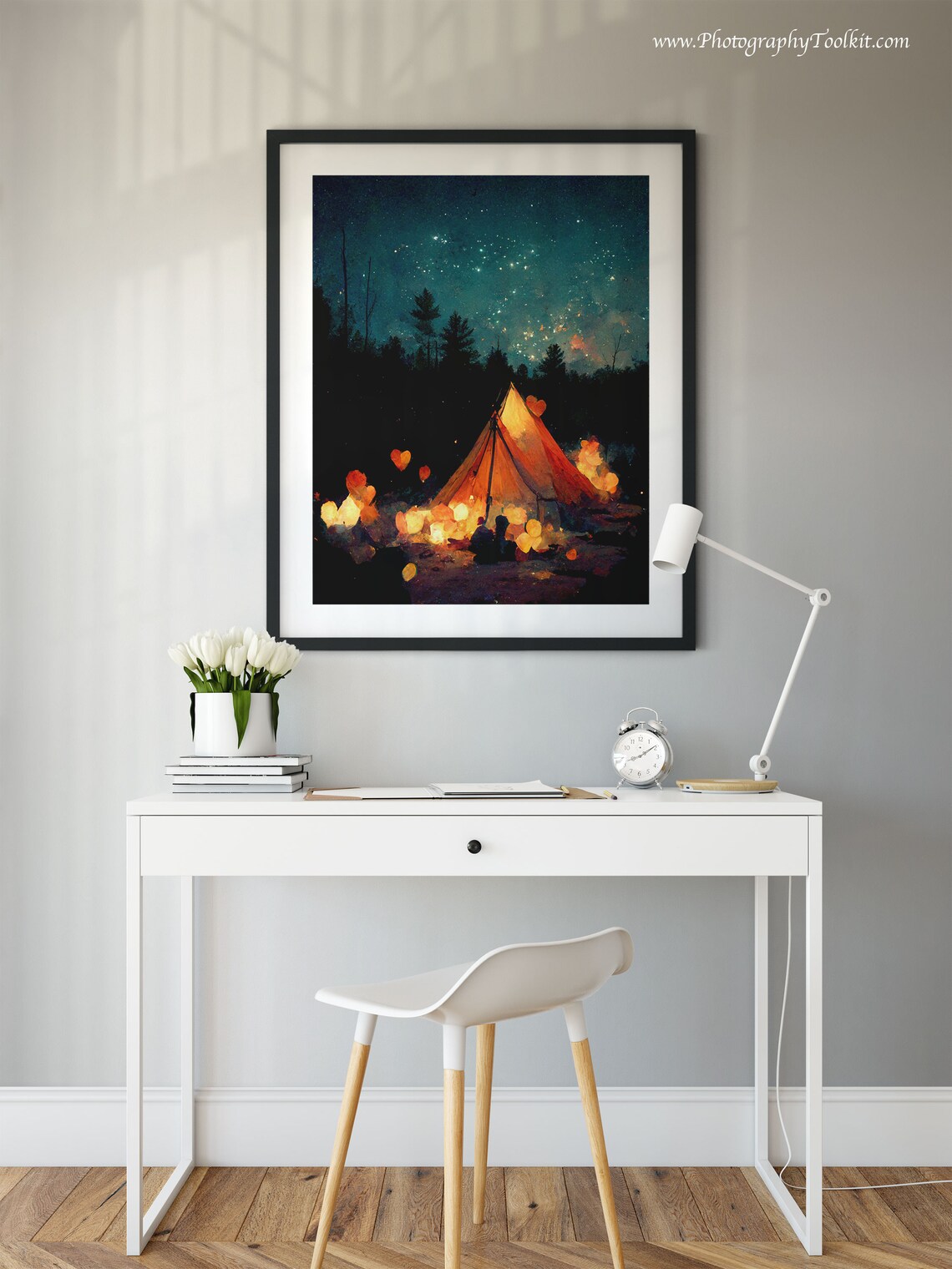 Camping At Night Painting, Campfire Under The Stars - Image 2