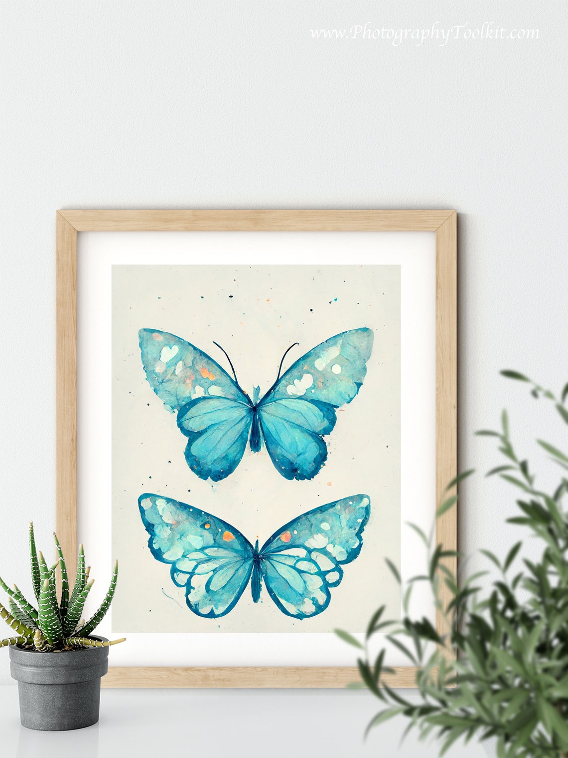 Blue Watercolor Butterfly Pair Entomology Botanical Nature Poster - Image 5