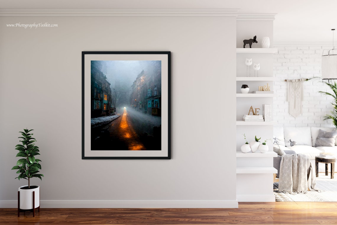City Street At Night Art Print - Image 4