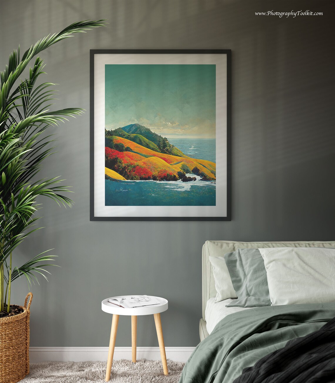 Big Sur Golden Cliffs Pacific Ocean Rolling Hills Coastal Landscape Print - Image 3