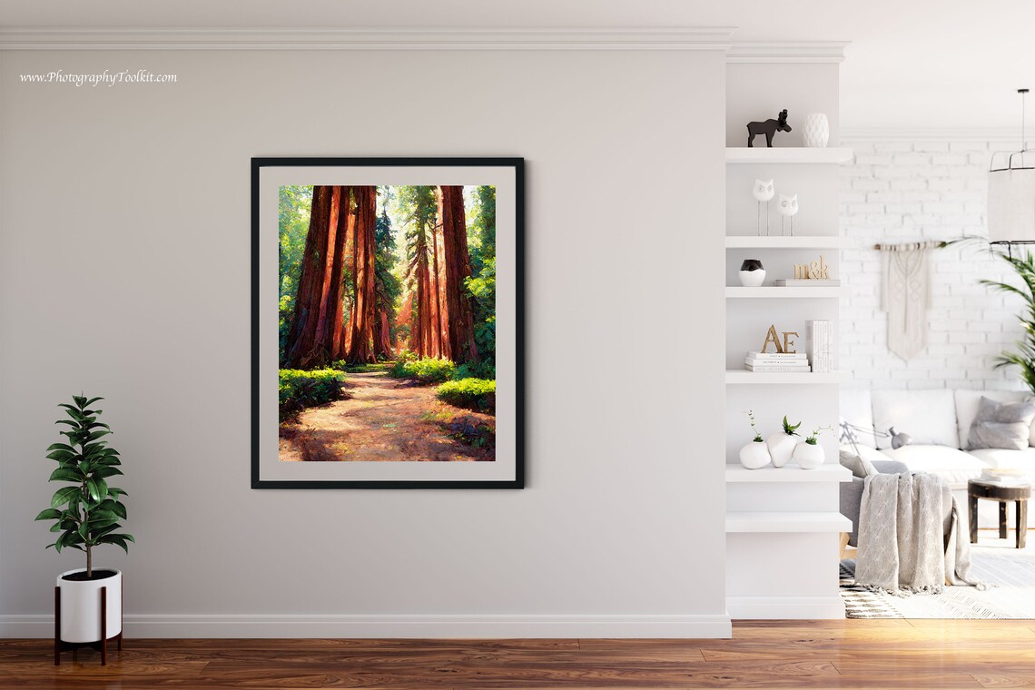 Redwood Tree Wall Art Redwood National Park Travel Poster Vintage Travel Print Poster Eureka California Redwood Forest Print State Park - Image 4