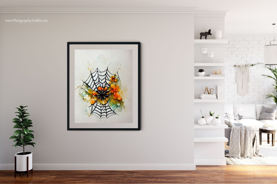 Spider Web Spider, Halloween Decor Art Print - Image 2