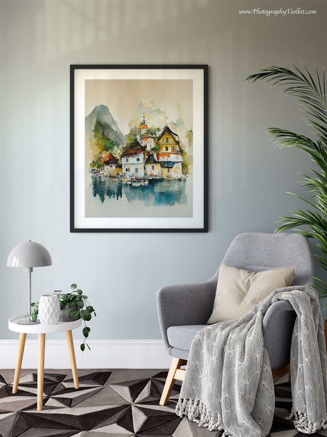 Hallstatt Austria Lakeside Village Charm Scenic Watercolor Poster - Image 6