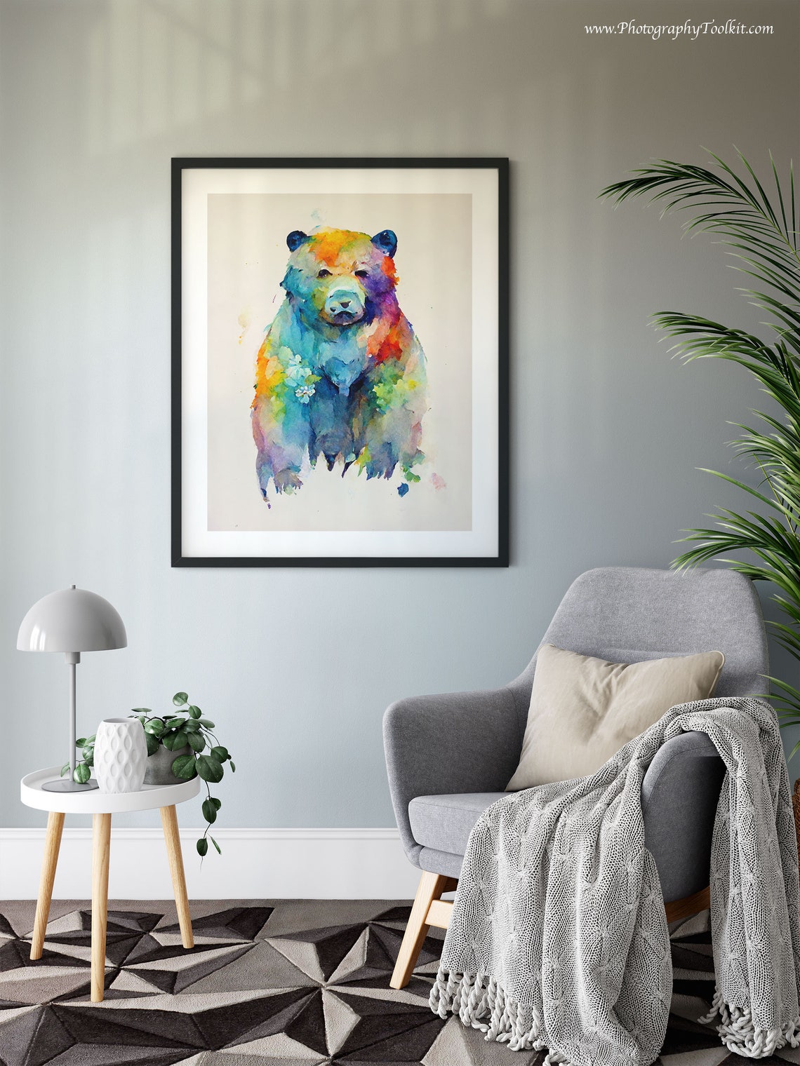 Colorful Watercolor Bear Multicolor Wildlife Art Cute Animal Poster - Image 6
