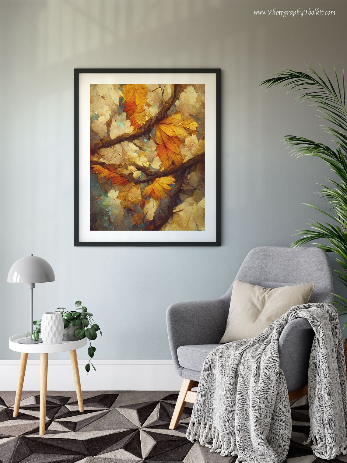 Autumn Maple Leaves Golden Branches Painterly Fall Foliage Close Up Print - Image 6