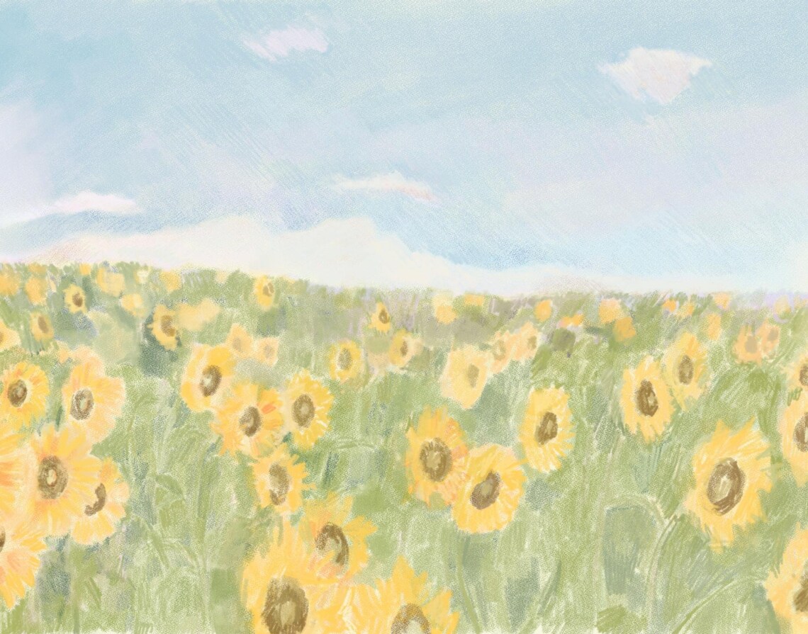 Sunflower Field Watercolor Painting Sunny Summer Meadow Poster - Image 2