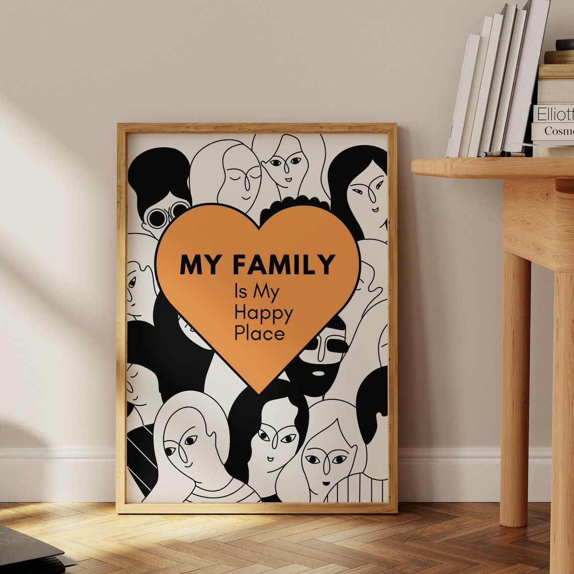 My Family Is My Happy Place Heart Minimalist Family Quote Poster