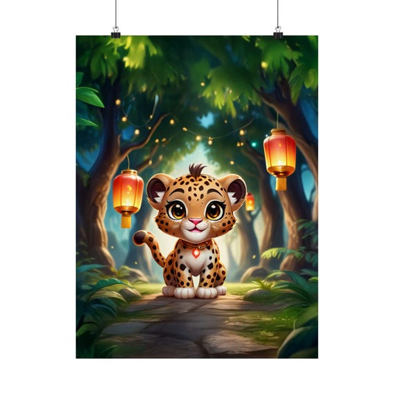 Leopard Whimsical Enchanted Forest, Nursery Decor