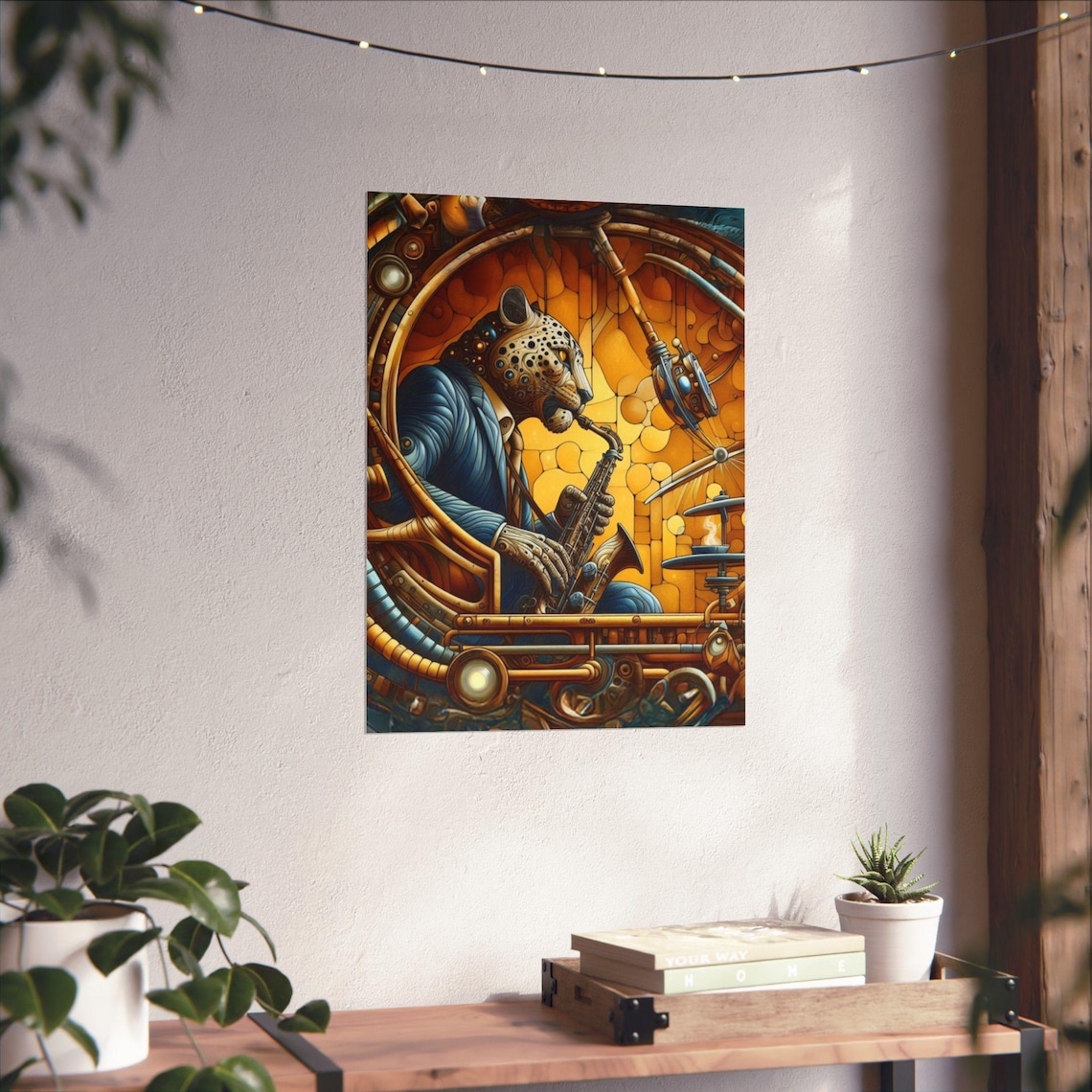 Jazz Leopard, Music Lover Gift Modern Art Print - Image 3