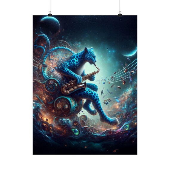 Leopard Jazz Poster, Whimsical Music Lover Gift