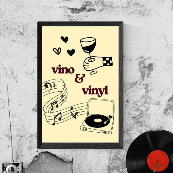 Vino Vinyl Art Print Funky Music Poster Living Room Decor