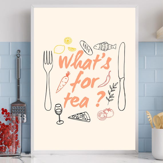 Retro Kitchen Print Whats For Tea Vintage Style Dining Room Wall Art