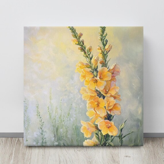 Snapdragon Flower Print Large Painting Print Flower Wall Art Nature Art Yellow Snapdragon Art Peaceful Wall Art