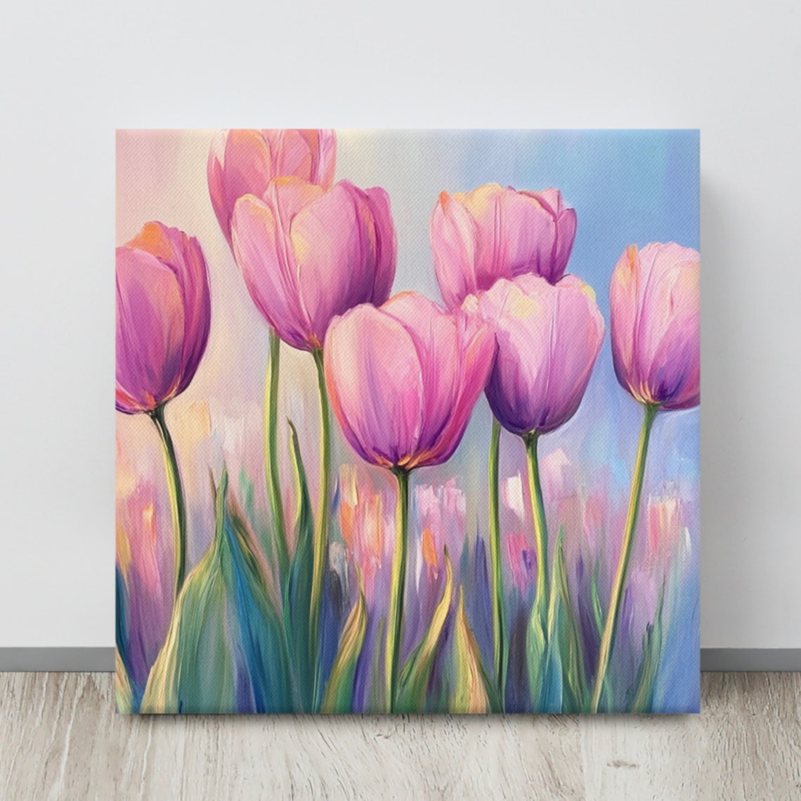 Tulip Wall Art Print Large Painting Print Pink Purple Tulip Flower Wall Art Tulip Art Tulip Lover Gifts Garden Gifts