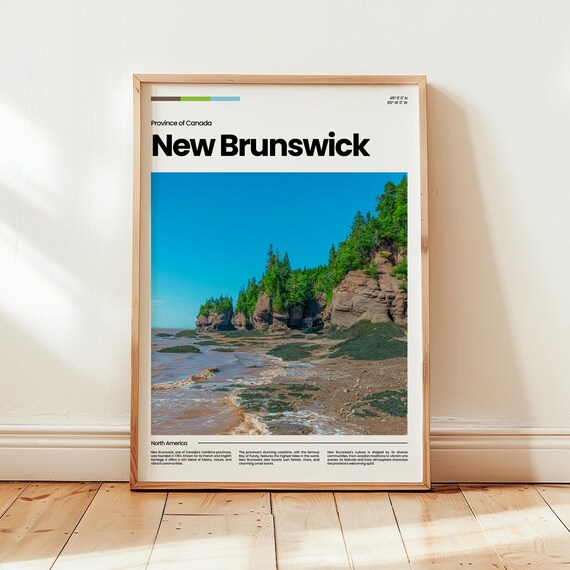New Brunswick Canada Travel Poster Bay Of Fundy Rock Formations