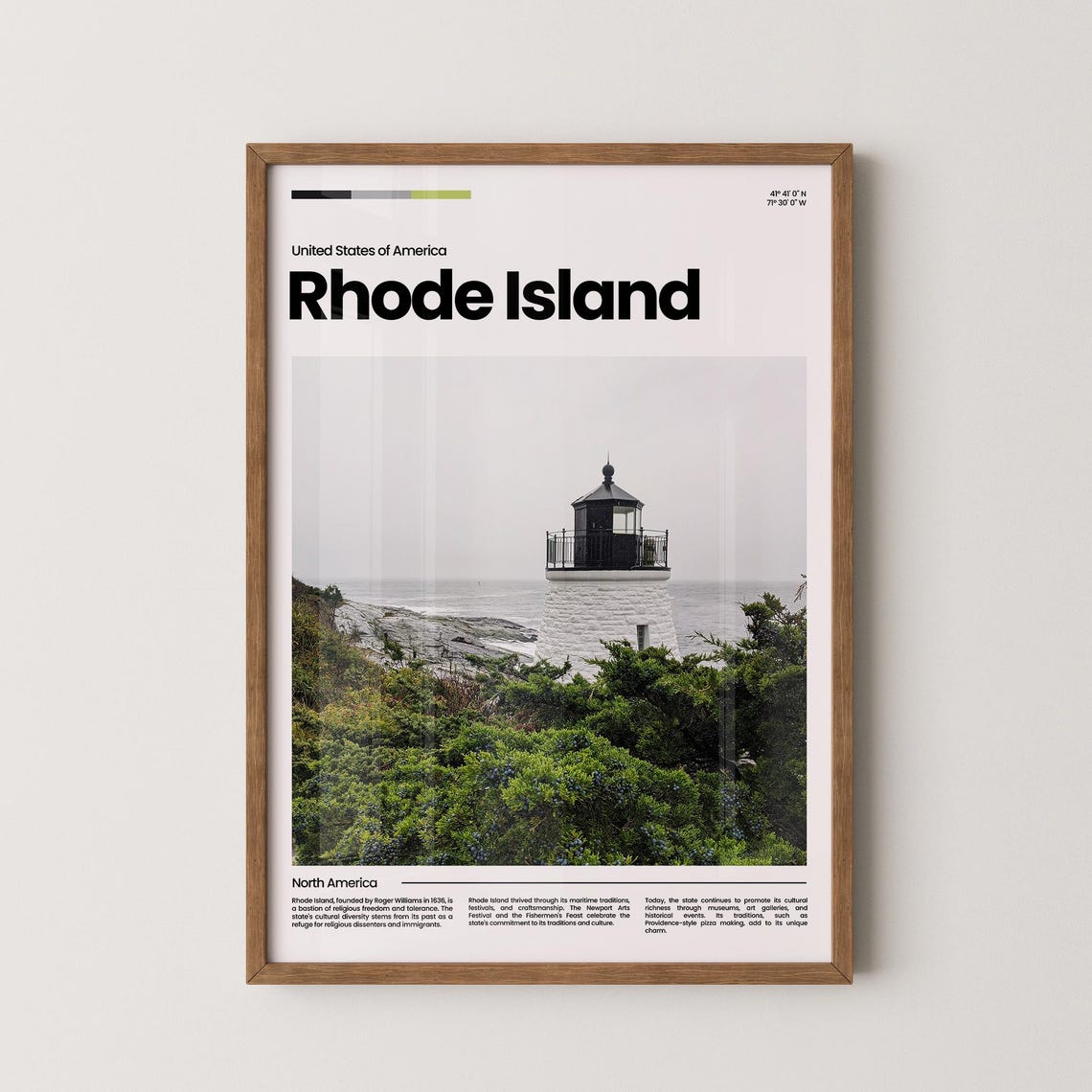 Rhode Island New England Stone Lighthouse Rocky Coast Scenic Poster
