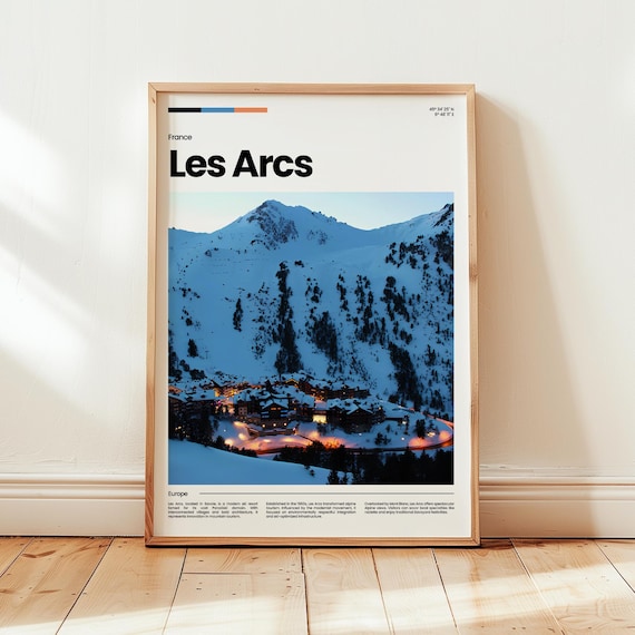 Les Arcs France Ski Resort Night Lights Alpine Village Travel Poster