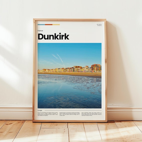 Dunkirk France Beach City Modern Minimalist Photo Travel Poster