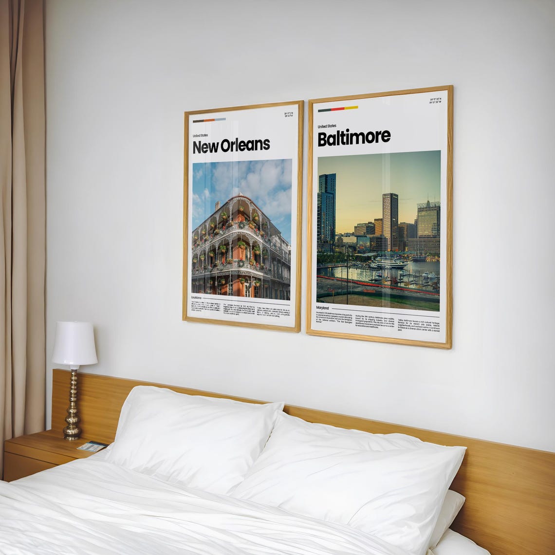 Baltimore Inner Harbor Skyline Maryland Golden Travel Poster - Image 2