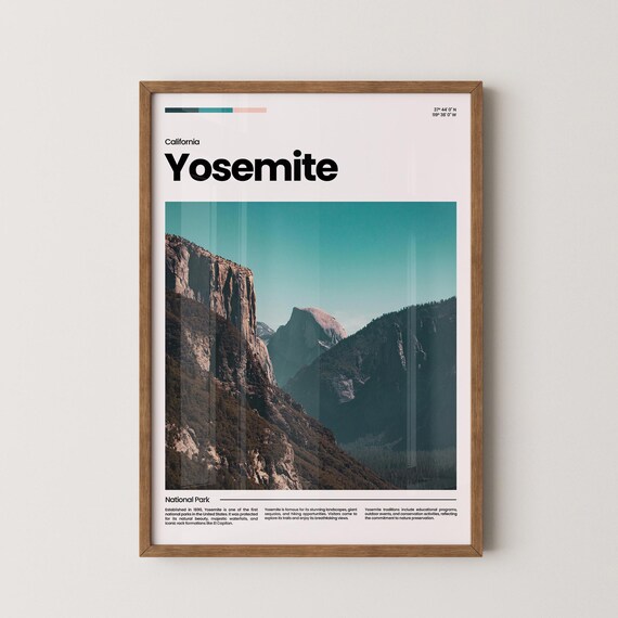 Yosemite National Park California Valley Cliffs Half Dome Vista Poster