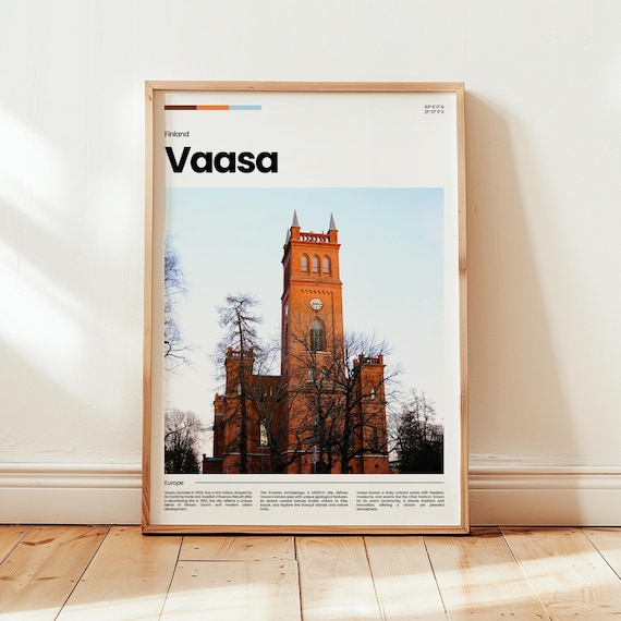 Vaasa Finland Historic Red Brick Church Tower Travel Photo Poster