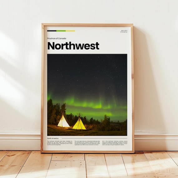 Northwest Territories Canada Aurora Poster Tipis Under Night Sky