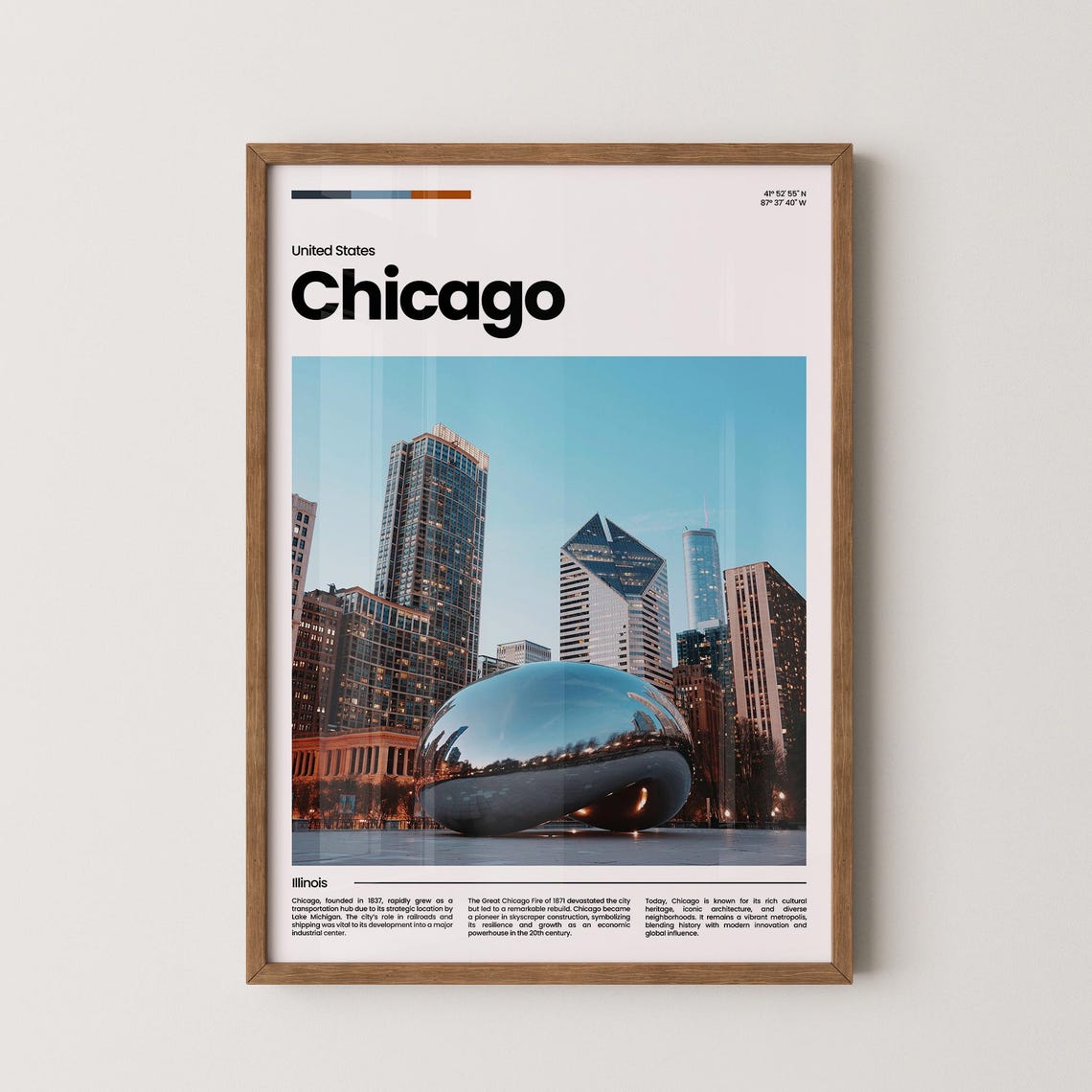 Chicago Travel Poster Chicago Poster Chicago Photo Poster Chicago Art Print Chicago Art Usa Poster Usa Travel Poster Travel Gift