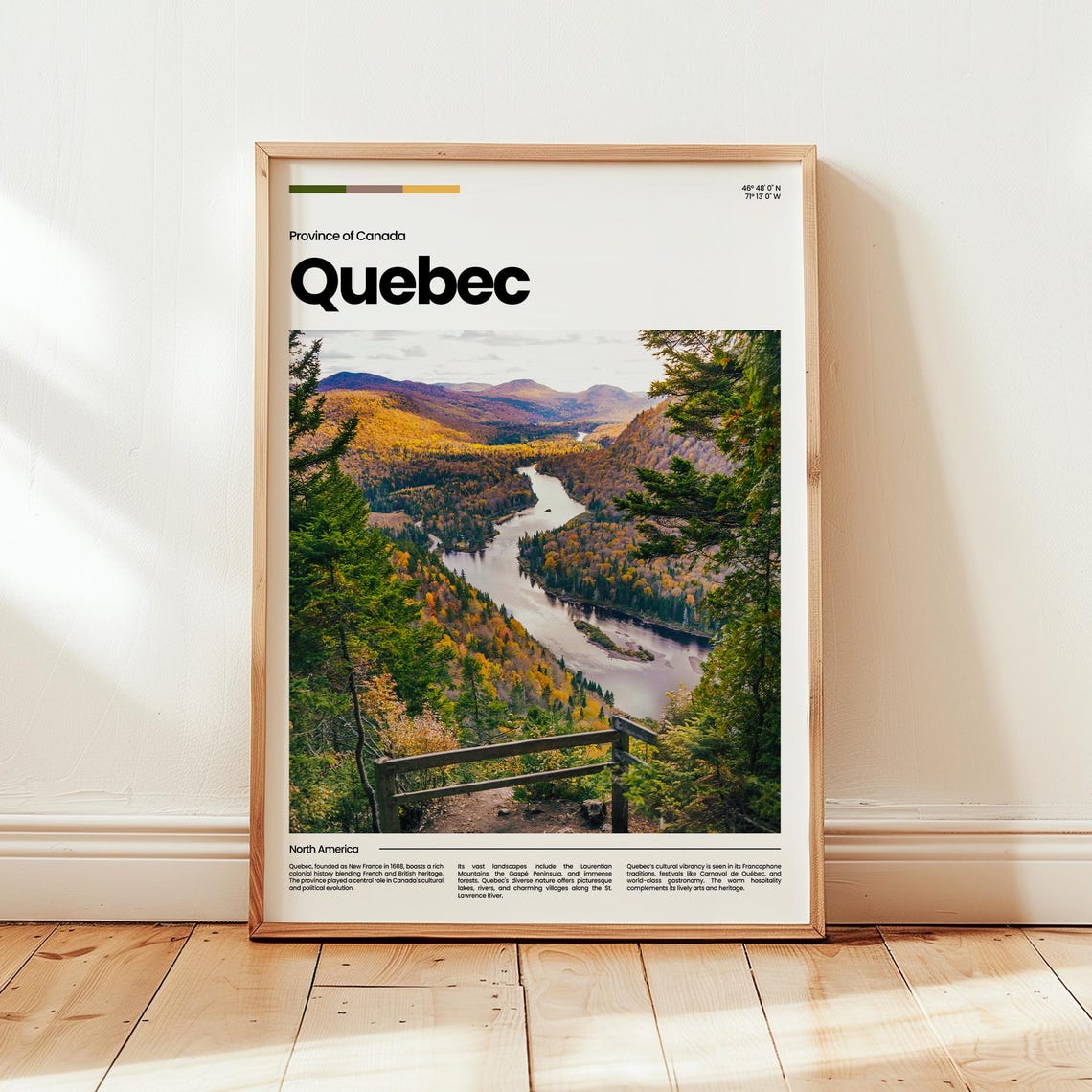 Quebec Canada Fall Foliage River Valley Autumn Landscape Poster
