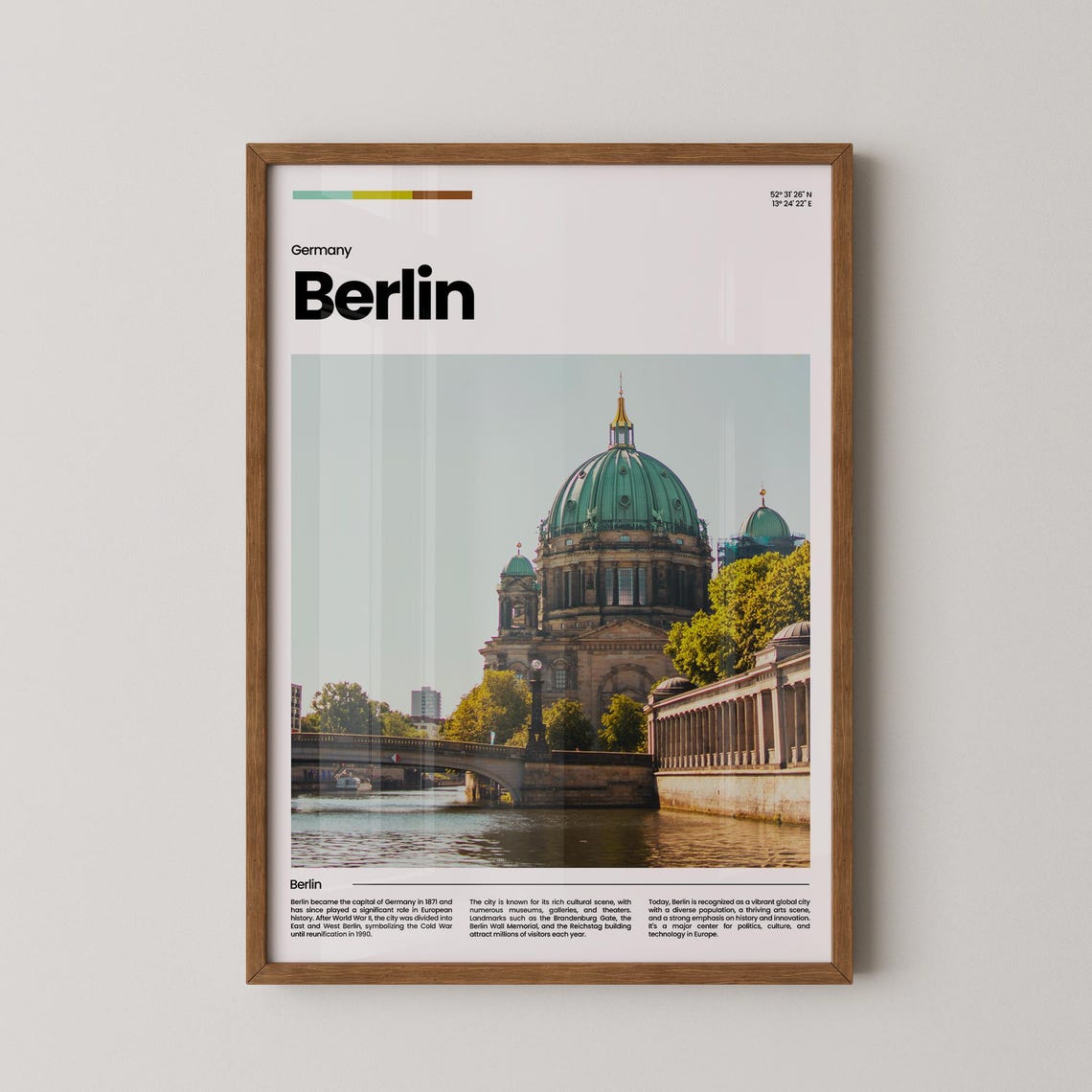 Berlin Germany Cathedral Riverside Landmark Travel Art Poster