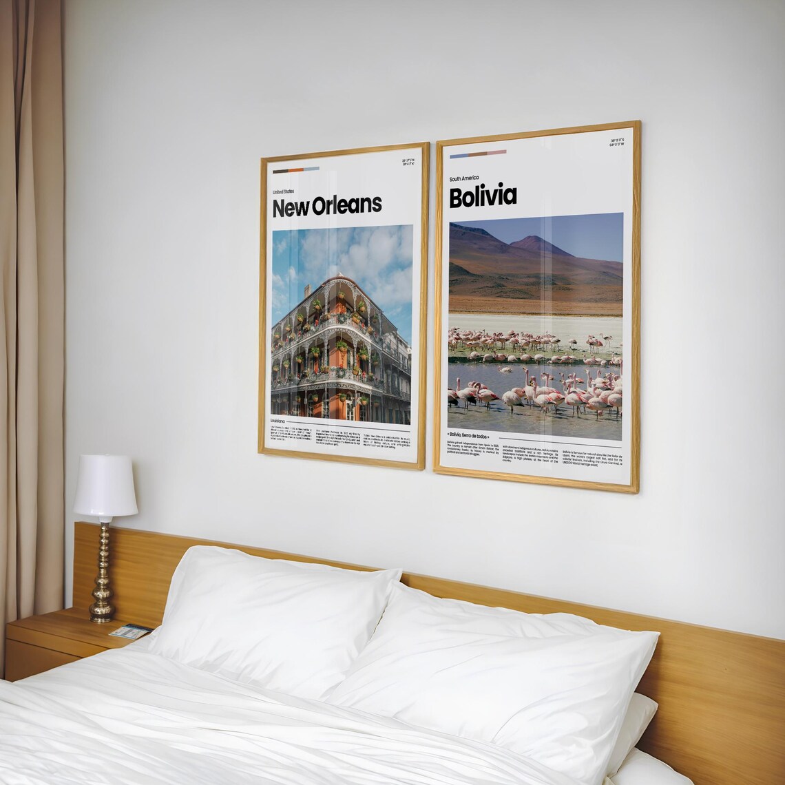 Bolivia Andean Lagoon Pink Flamingos Mountain Backdrop Scenic Poster - Image 2