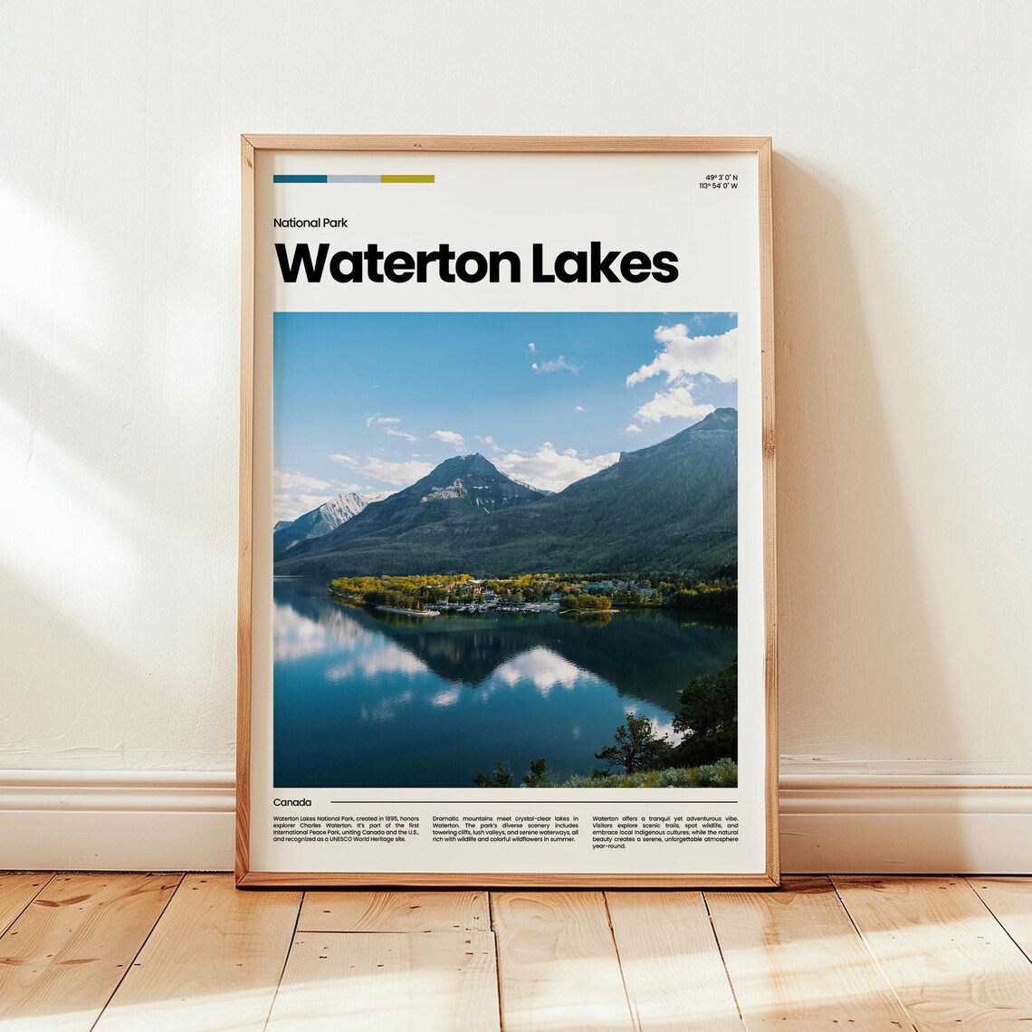 Waterton Lakes National Park Canada Mirror Lake Photo Travel Poster