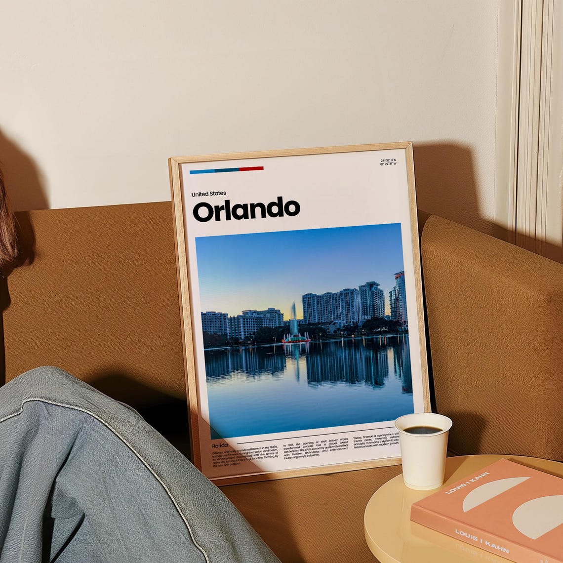Orlando Florida Lake Fountain Dusk Skyline Travel Art Poster - Image 4