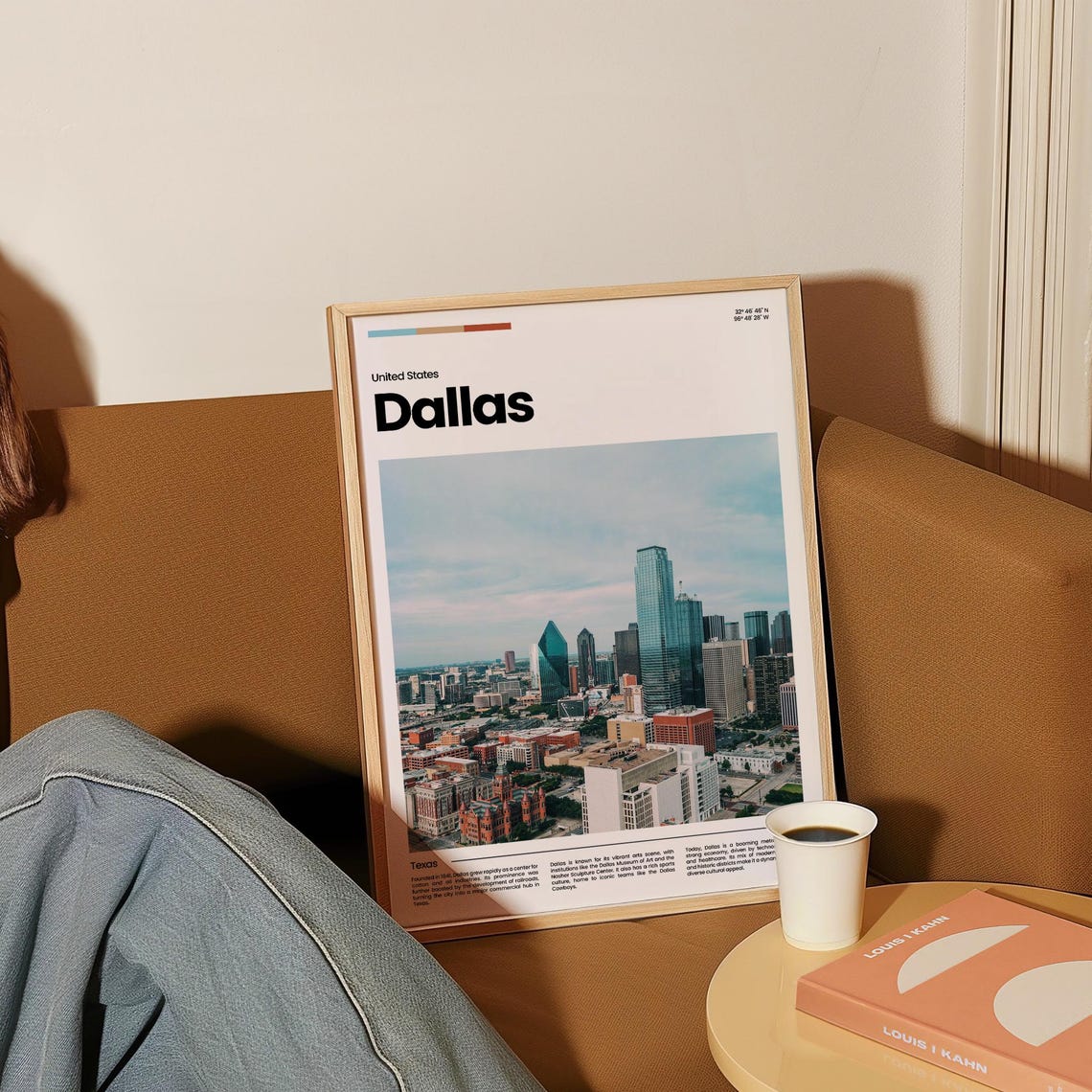Dallas Downtown Skyline Daytime Texas City Aerial Travel Poster - Image 4