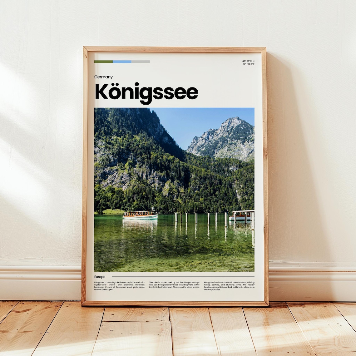 Koenigssee Germany Alpine Lake Boats Mountain View Travel Poster