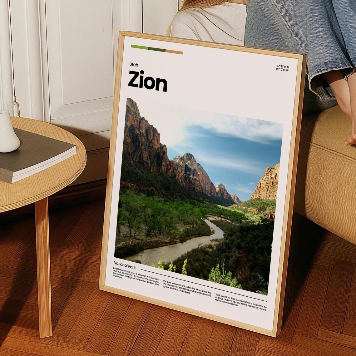 Zion Travel Poster Zion Poster Zion Photo Poster Zion Art Print Zion Art National Park Usa Travel Poster Travel Gift - Image 3