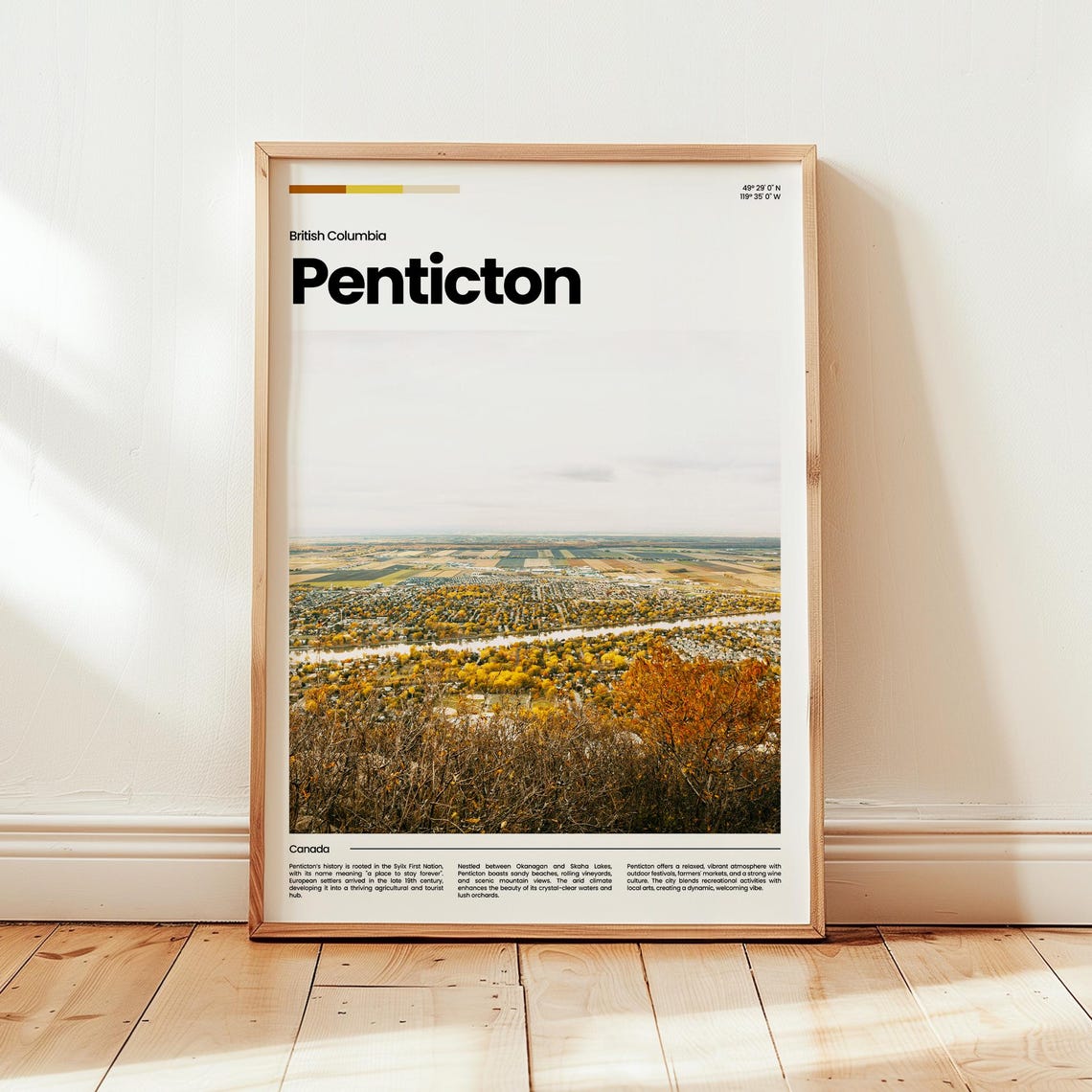 Penticton British Columbia Canada Valley Aerial View Travel Poster