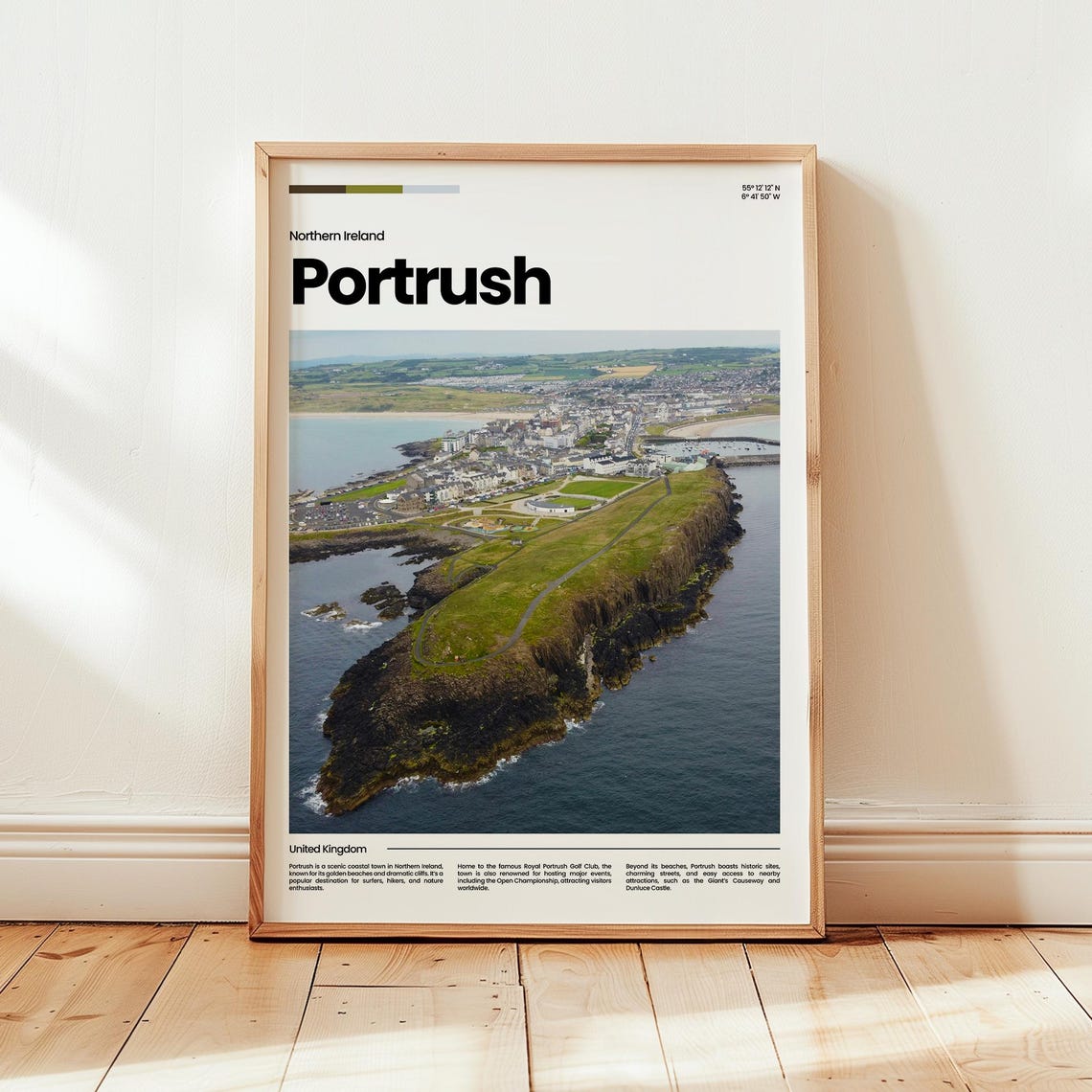 Portrush Northern Ireland Aerial Coast Cliffs Photo Travel Poster