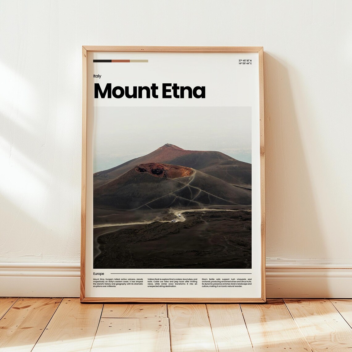 Mount Etna Poster Print Photo Wall Art Italy Travel Gift