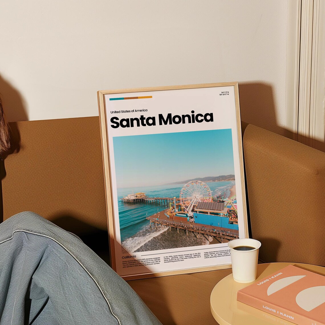Santa Monica Pier Ferris Wheel Aerial Beach California Coastline Poster - Image 4